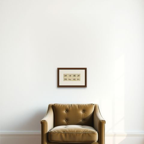 Set of 8 Dutch Golden Age Cattle Etchings, After Paulus Potter, c.1650, shown framed on a wall