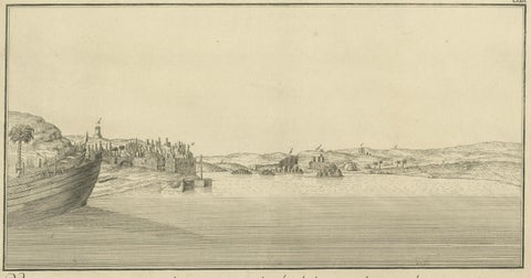 Ancient Syene (Aswan) and Elephantine Island, Egypt Engraving, c.1755, close-up 2