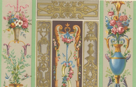 Rococo Panel Ornament, French Floral and Gilt Wall Designs, Plate XCVII, 1869, close-up 4