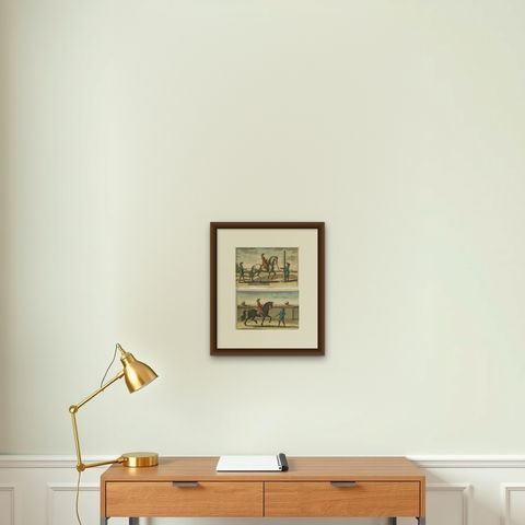 Set of 2 Antique Horse Riding Prints, c.1680, shown framed on a wall