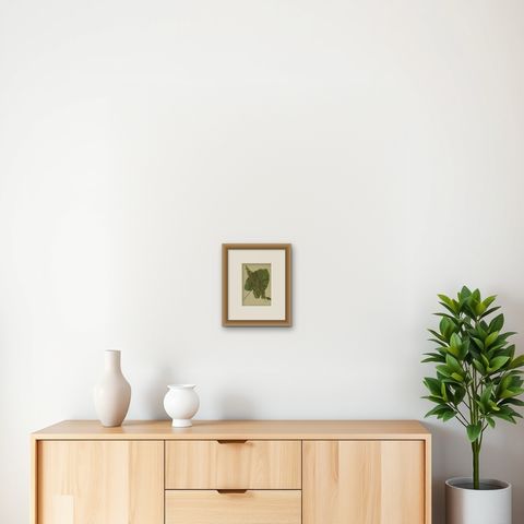 Antique Botany Print of Munk's Rhubarb by Palla, 1897, shown framed on a wall