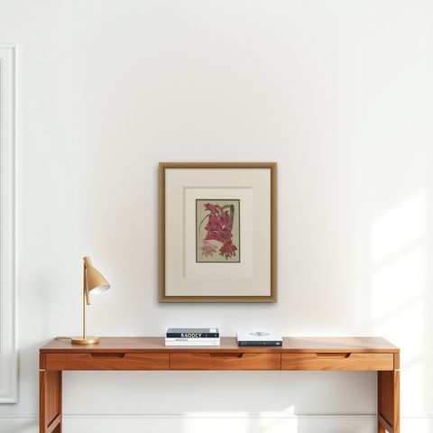 Antique Botany Print of Gladiolus Varieties by Cheffins 'c.1850', shown framed on a wall