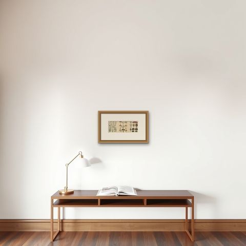 Antique Herbs and Mushrooms Botanical Prints, Natural History Set, 1852, shown framed on a wall