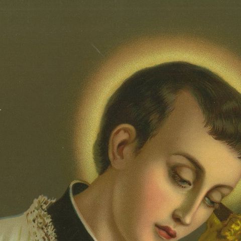St. Aloysius Gonzaga, Chromolithograph with Crown, Skull and Crucifix, 1899, close-up 4