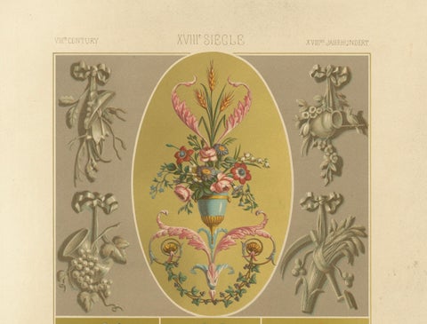 Rococo Motif Ornament, 18th-Century Floral and Allegorical Designs, Plate XCIX, close-up 2