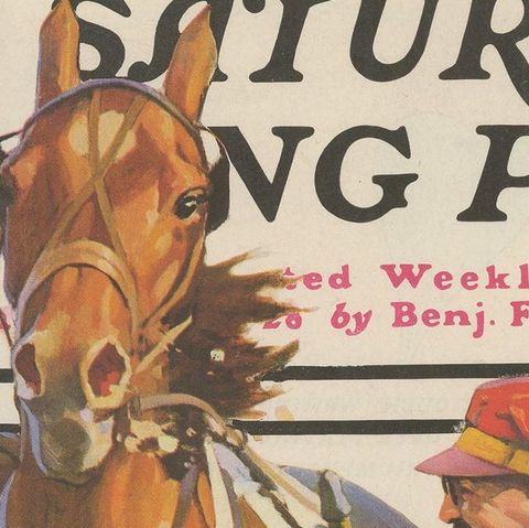 Vintage Print of a Horse Race 'The Saturday Evening Post' '1935', close-up 1