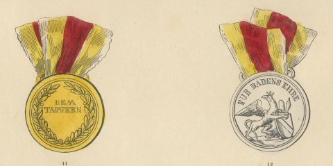 Orders of Baden, Zähringer Lion and Medals, Plate VIII, Wood Engraving, 1844, close-up 3