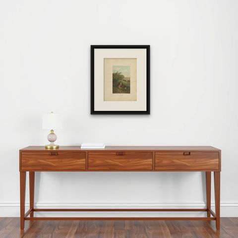 Antique Bird Print of Partridges by Prang, 1898, shown framed on a wall