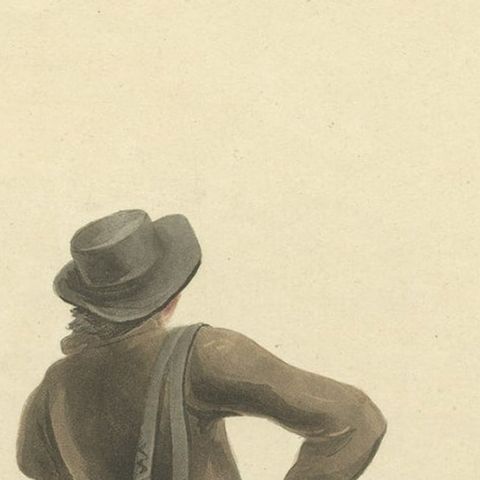 Antique Print of a Shepherd Boy with Sheep Near Valenciennes, 1817, close-up 2