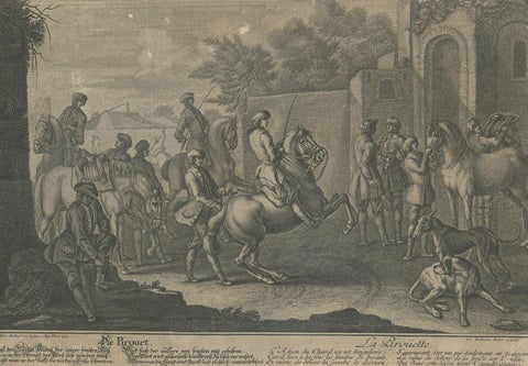 Antique Horse Print of a 'Pirouet' by Ridinger '1722', view 3