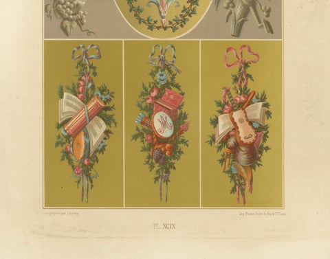 Rococo Motif Ornament, 18th-Century Floral and Allegorical Designs, Plate XCIX, close-up 1