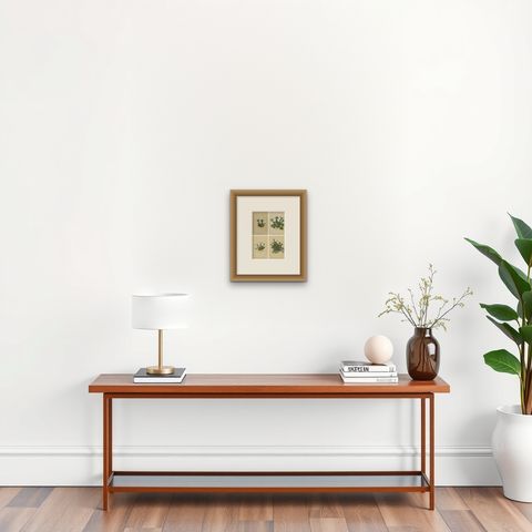Alpine Gentian Botanical Prints Set of 4, Antique Chromolithographs 1897, shown framed on a wall
