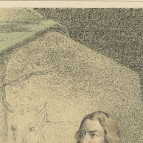 Paulus Potter, Dutch Animal Painter at Work, Hand-Colored Lithograph, ca.1850, close-up 6