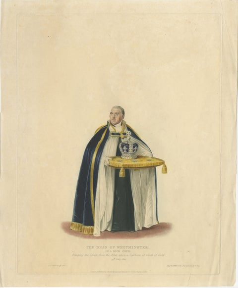 Dean of Westminster Bringing the Crown, Coronation of George IV, 1824 Engraving, view 2