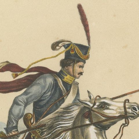 Antique Hand Colored Print of a Tartar Horse, close-up 1