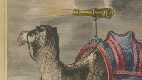 Antique Persian Military Scene with Camel, Hand-Colored Engraving c1820, close-up 3