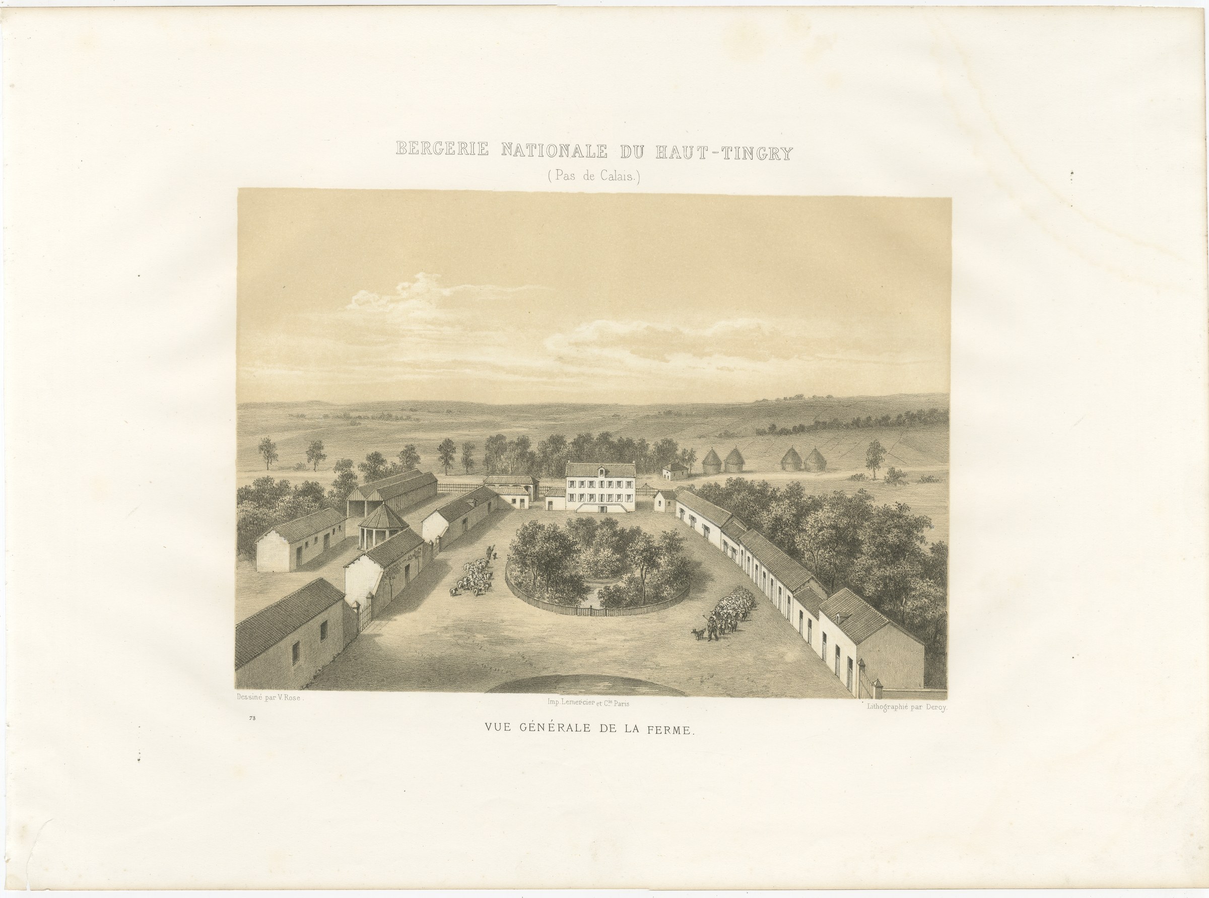 Haut-Tingry National Sheep Farm, Antique French Farm View, 1873