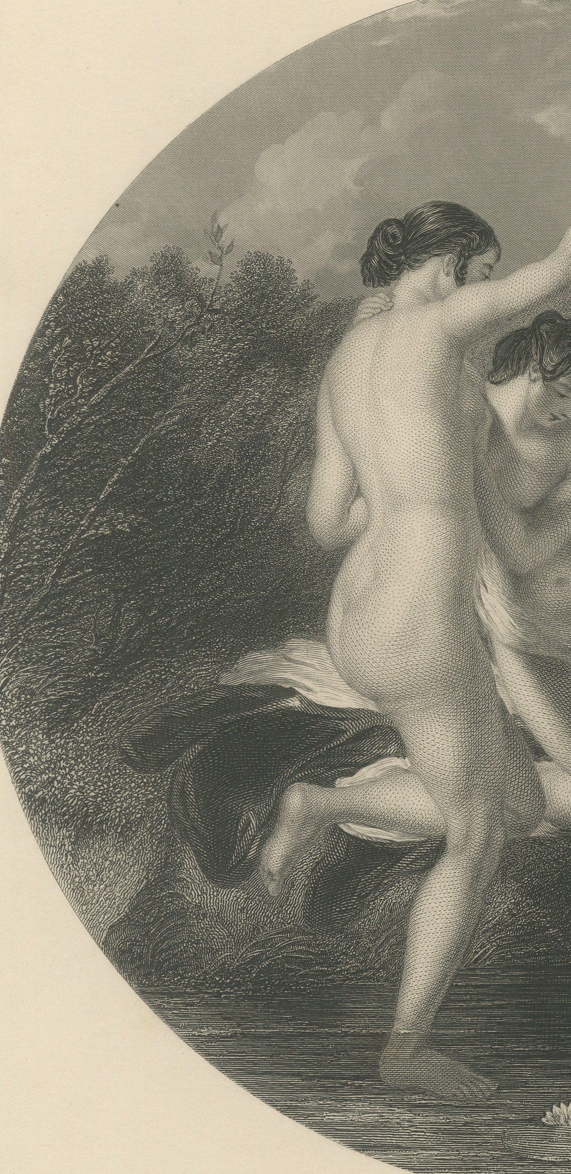Bathers Surprised by a Swan after William Etty, Engraving by Portbury, c. 1860, view 3