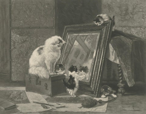 "Curiosity Reflected" - Cats and Kittens by Henriette Ronner (1894), close-up 4