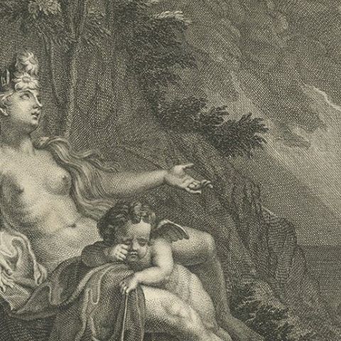 Print of Water Nymph Clytia, Daughter of Oceanus, Turning into a Sunflower, 1733, close-up 3