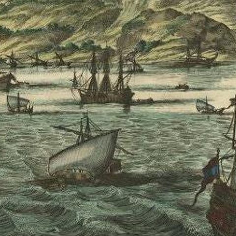 Antique Print of Sestos in Turkey with Ships , circa 1680, close-up 2