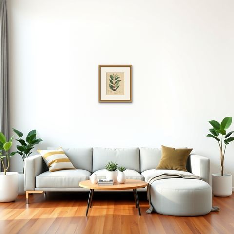 Antique Coffee Botanical Print, Coffea Arabica, Hand Colored, c.1831, shown framed in a room