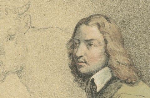 Paulus Potter, Dutch Animal Painter at Work, Hand-Colored Lithograph, ca.1850, close-up 4