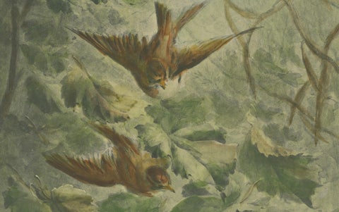Autumn Flight - Giacomelli’s Sparrows in Falling Leaves, Circa 1891, close-up 1