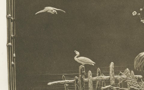 Cranes and Blossoms in a Japanese Ornamental Scene, Heliograph by Audsley 1884, close-up 2
