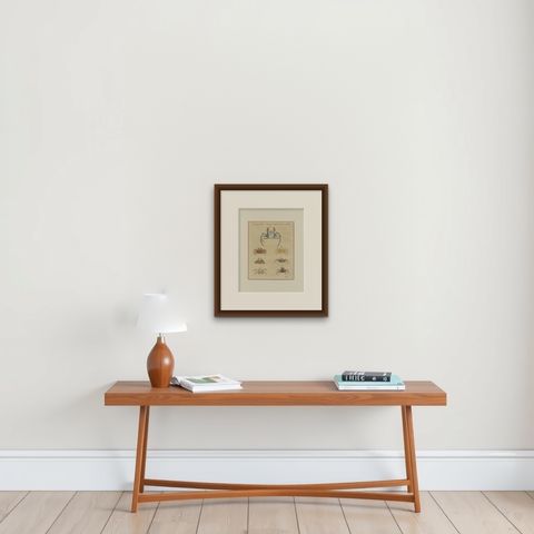 Antique Exotic Crabs & Fiddler Crab Engraving, Bertuch, c. 1813, shown framed on a wall