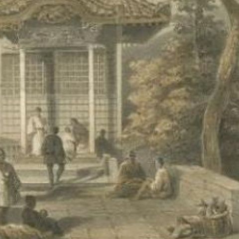 Antique Print of the Mariners Temple in Shimoda by Hawks, 1856, close-up 2