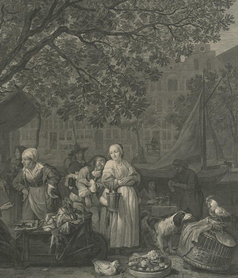 Antique Print of the Vegetable Market in Amsterdam by David, 1775, view 4