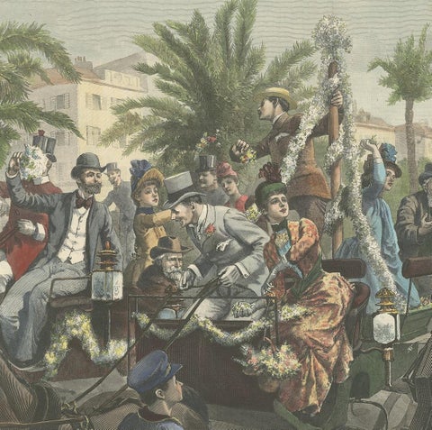Antique Print of 'The Battle of Flowers' at Cannes by Hopkins, '1889', view 3
