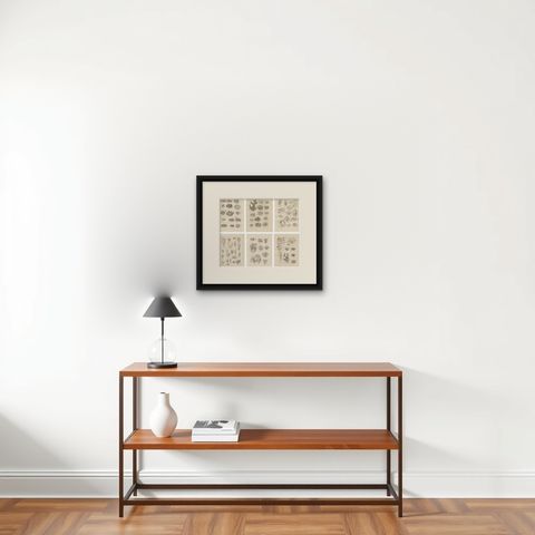Antique Lichen Prints Set of 6, German Botanical Lithographs 1874, shown framed on a wall