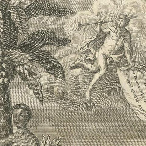 Antique Frontispiece with an Elephant, Lion, Monkey etc, 1749, close-up 1
