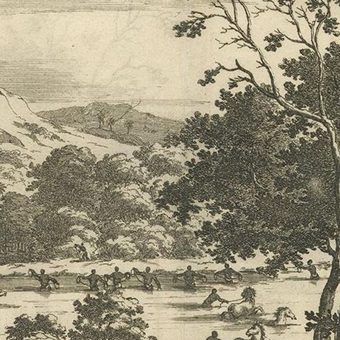 Antique Print of Horse Catching in Ceylon/Sri Lanka by P. Baldaeus (1672), close-up 2