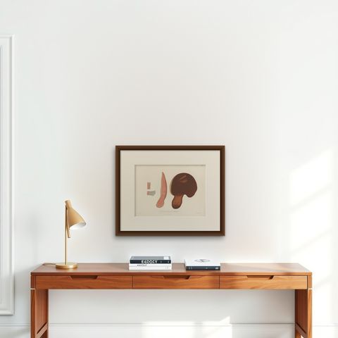 Antique Mycology Print of the Beefsteak Fungus by Fries, c.1860, shown framed on a wall