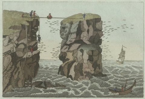 Original Antique Print of Iceland Geyser, Hekla and Orkney Bird Catchers, 1802, close-up 5