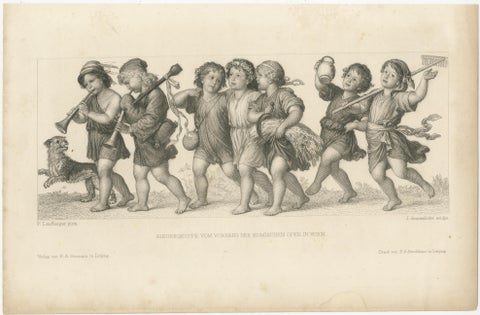 Antique Print of a Group of Children and a Dog, view 2