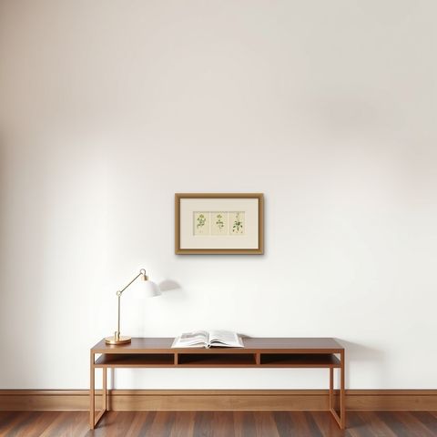 Hand-Colored Botanical Engravings of Golden Saxifrage & Grass-of-Parnassus, 1902, shown framed on a wall