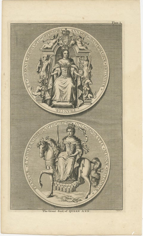 Set of 4 Antique Print of Great Seals by Rapin de Thoyras, circa 1780, view 2