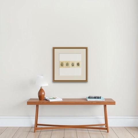 Set of Four Colorful Botanical Flower Prints from Book of Worlds, circa 1850, shown framed on a wall