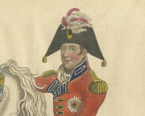 Lieutenant General Sir Eyre Coote on a Rearing Gray Horse, 1816, close-up 1