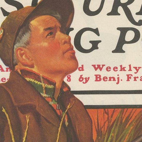 Vintage Print of a Hunter and his Dog 'The Saturday Evening Post' '1935', close-up 1