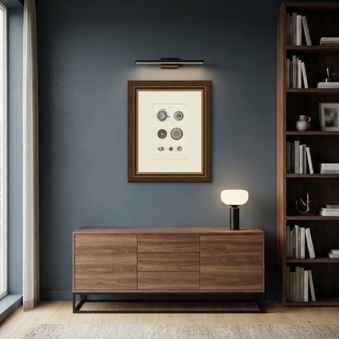 The Choroid, Iris and Retina, Antique Hirschfeld Anatomy Print, 1866, shown framed in a room