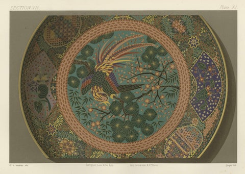 Decorative Plate with Phoenix and Floral Motifs - Japanese Art by Audsley, 1884, close-up 4