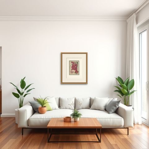 Antique Botany Print of Gladiolus Varieties by Cheffins 'c.1850', shown framed in a room