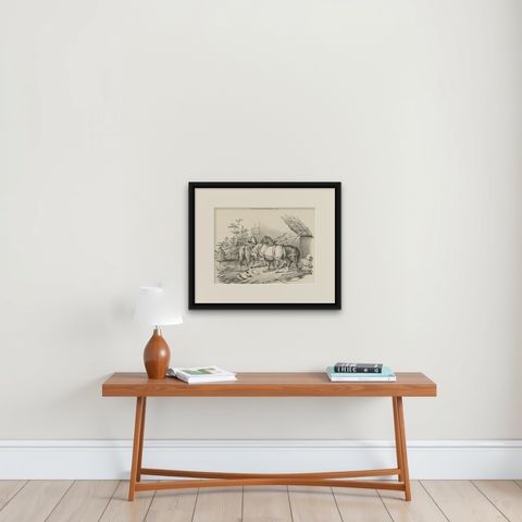 No. 20 Antique Print of Horses by Cooper, shown framed on a wall