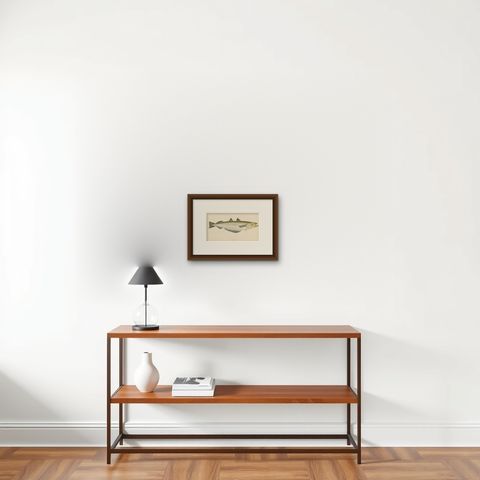 Antique Print of the Blue Whiting Fish by J. Couch, circa 1870, shown framed on a wall