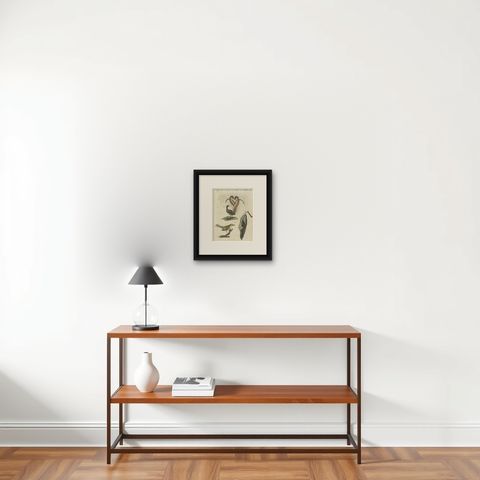 Antique Bird Print of the Lyrebird and Tailorbird by Bertuch 'circa 1800', shown framed on a wall